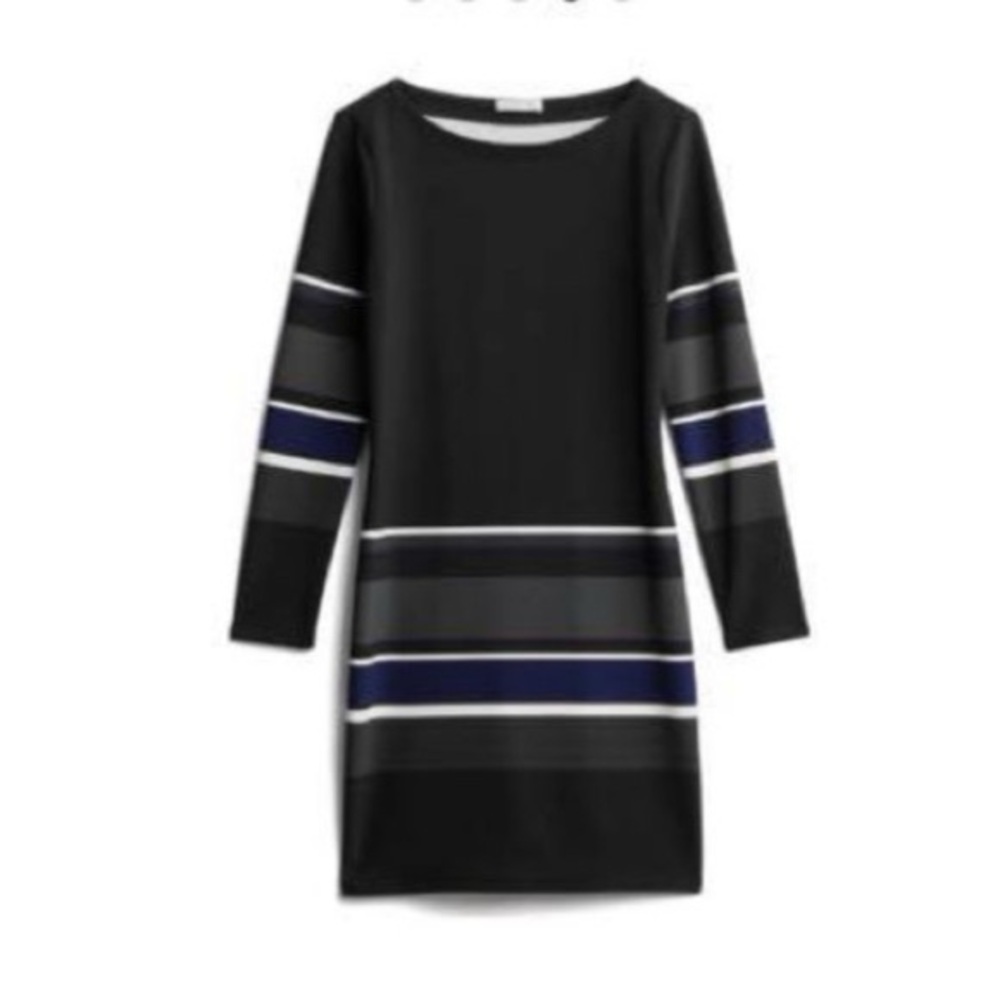 Nine Britton Black and Blue Striped Dress